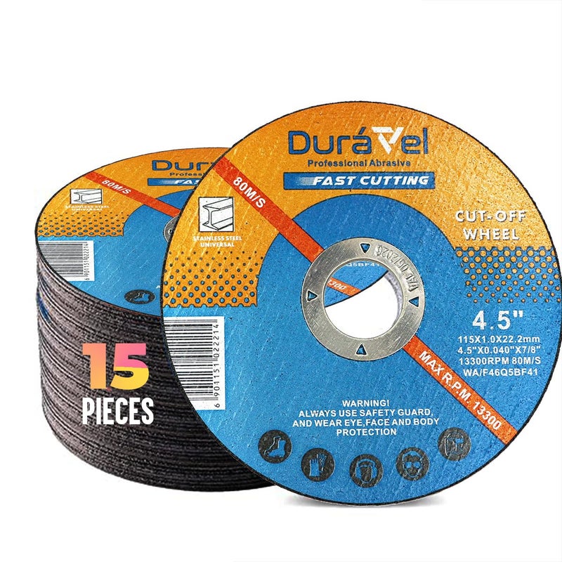 درافل قرص قطع احترافي من دورافيل - قرص قطع سريع 4.5 بوصة لجلاخة الزاوية (15 قطعة) - Image 1